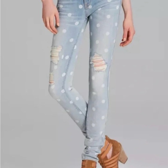 Marc Jacobs Light Blue Polka Dot Slim Jeans - Picture 1 of 8